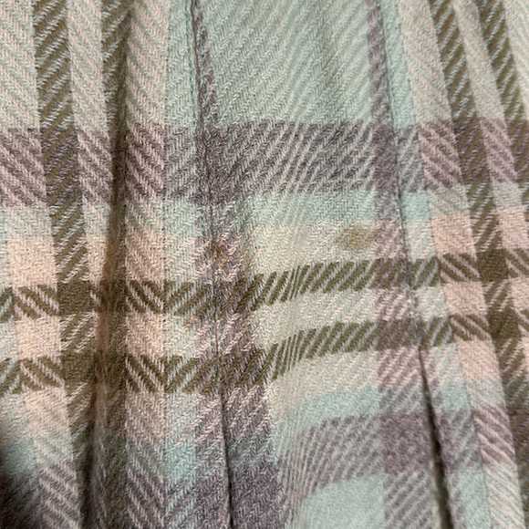 Vintage Garland 1970s? Blue Gray Plaid Box Pleated Wool Circle Skirt Small - Picture 6 of 16